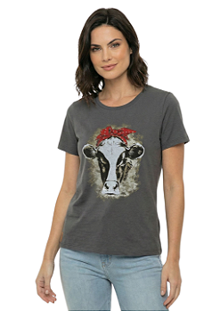 Shirt Feminina Estanciera Vaquinha com Lacinho
