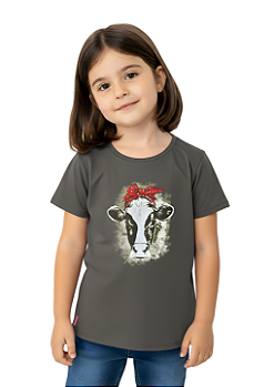 Shirt Infantil Feminina Estanciera Vaquinha com Lacinho