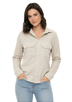 Camisa Feminina 2 Bolsos Frente Estanciero Algodão