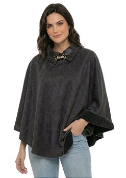 Poncho Pala Feminino Estanciero Suede Forrado