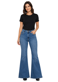Calça jeans feminina flare bordada estanciero