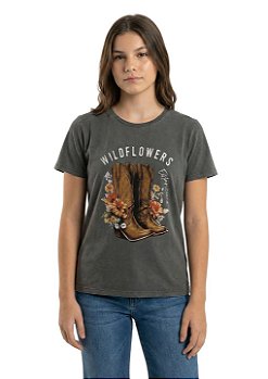 T-Shirt Juvenil Baby Look Feminina Estanciero Wildflowers