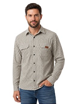 Camisa Tricoline Masculina Com 2 Bolsos Frente Estanciero