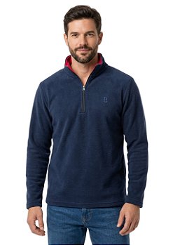 Blusa Microsoft Fleece Masculina Bicolor Meio Zíper Estanciero