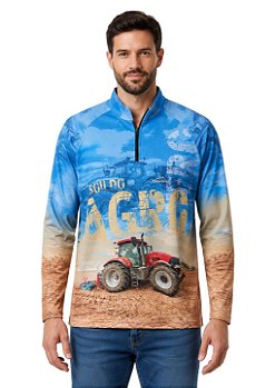 Camisa Manga Longa Estampada Proteção UV Estanciero v8