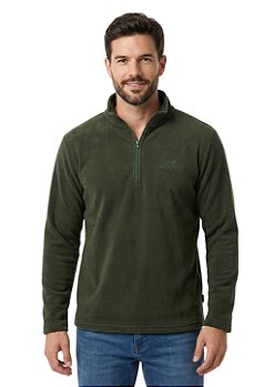 Blusa Microsoft Fleece Masculina Meio Zíper Estanciero Verde