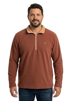 Blusa Microsoft Fleece Plus Size Masculina Bicolor Meio Zíper Estanciero