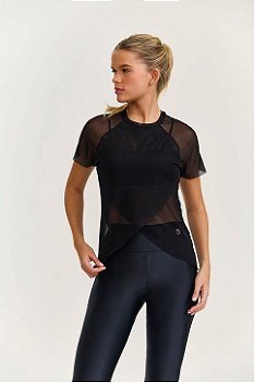 BLUSA DE TULE TRANSPASSADA - PRETO