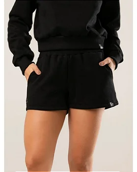 SHORT DE MOLETOM PELUCIADO - PRETO