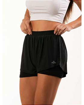 SHORT RUN DUPLO COM BOLSO - PRETO