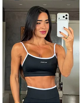 TOP ALCINHA COM CONTRASTE - PRETO/BRANCO