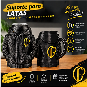 Porta Lata moletom 350ml Corinthians 3D