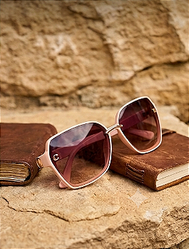 Óculos de Sol Armação rosa, lente marrom. Proteção UV400