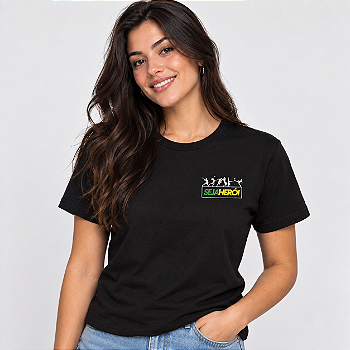 Camiseta Feminina Seja Herói® Preta | Apoie o Esporte Brasileiro