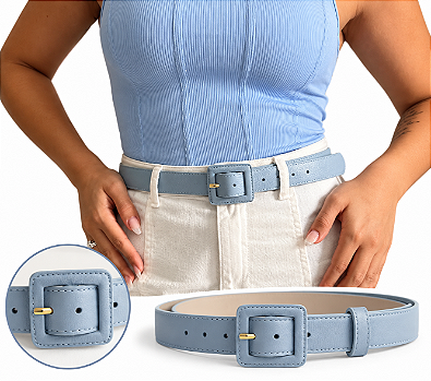 Cinto de Couro Feminino Largo 3cm com Fivela Revestida