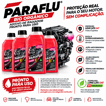 Kit 4 Aditivos Radiador Paraflu Rosa Pronto Para Uso 1L Bio Orgânico Long Life