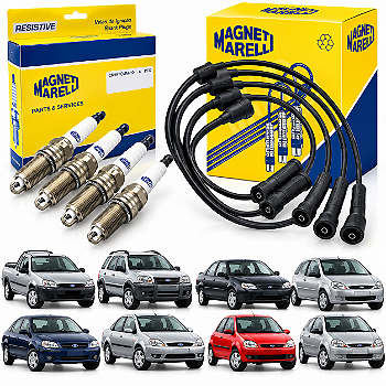 Kit Cabo e Vela Ignição Ford Zetec Rocam Fiesta EcoSport Ka Magneti Marelli