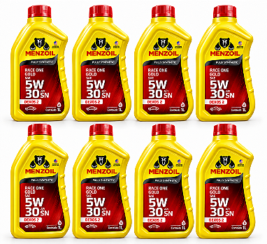 Kit 8 Litros Óleo Motor 100% Sintético Race One SUV 5W30 Dexos 2 Menzoil