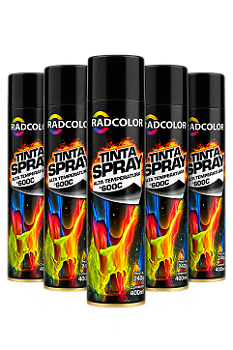 Kit Caixa C/ 6 Tinta Spray Preto Fosco Alta Temperatura 400ml Radcolor Radnaq