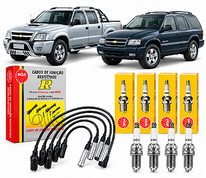 Kit Velas e Cabos de Ignição Chevrolet S10 Blazer 2.4 Mpfi Gasolina Ngk