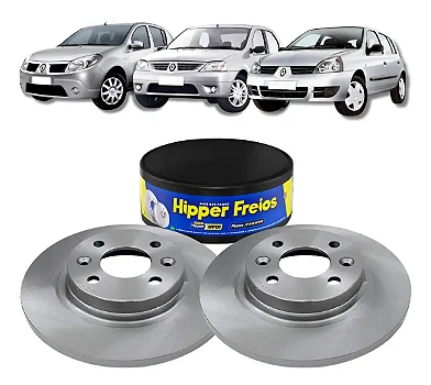 Jogo de Discos de Freio Sólido Dianteiro Renault Logan Sandero Clio Hipper Freios