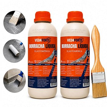 Kit 2 Borracha Líquida Impermeabilizante Veda Forte com Pincel [1 Litro]