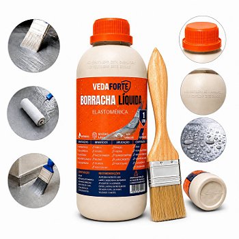 Kit Borracha Líquida Impermeabilizante Veda Forte com Pincel [1 Litro]