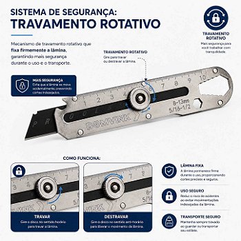 Estilete Multifuncional em Aço Inox