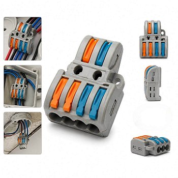 Conector Emenda Derivação de Fios 2x4 Vias [25 Unidades]