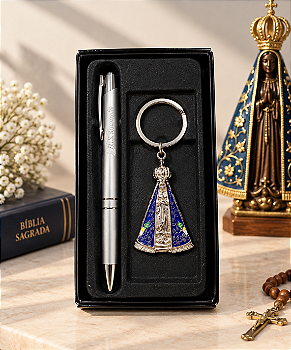 Kit Caneta e Chaveiro de Nossa Senhora Aparecida