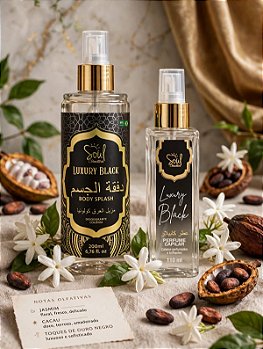 Kit Body Splash e Perfume Capilar Luxury Black da Soul Cosméticos
