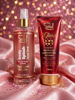Kit Body Splash e Creme Iluminador Soul Red da Soul Cosméticos