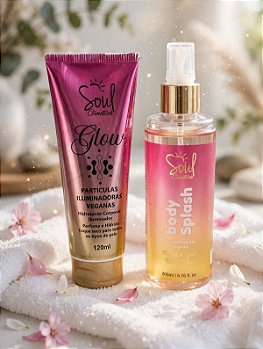 Kit Body Splash e Creme Iluminador Soul Glow da Soul Cosméticos