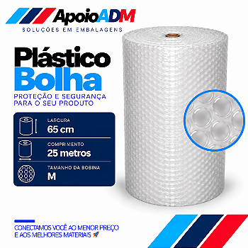 Bobina de Plástico Bolha M – 65 cm × 25 m