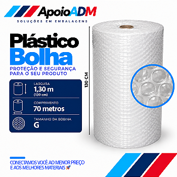 Bobina de Plástico Bolha G – 1,30 m × 70 m