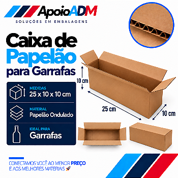 Caixa de Papelão Especial para Garrafas – 25×10×10 cm