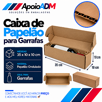 Caixa de Papelão Especial para Garrafas – 35×10×10 cm