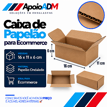 Caixa de Papelão para E-commerce – 16×11×6 cm