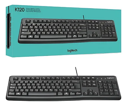 Teclado USB com fio preto Logitech K120