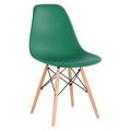 Cadeira Charles Eames Eiffel DSW Sala de Jantar, Cozinha, Restaurante, Bar - assento em polipropileno, pés palito em madeira clara (Verde Escuro)