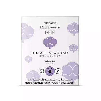 Caixa Sabonete Cuide-se Bem Rosa e Algodão 4 unid
