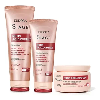 Siàge Eudora Nutri Acid Complex Cuidado Capilar 3 produtos