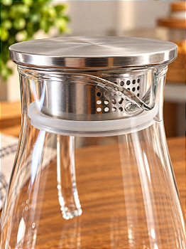 Jarra de Vidro Borossilicato 2,5L Tampa Inox
