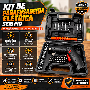 Kit de Chave de Fenda Elétrica Recarregável
