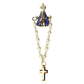 12 Boton Broche Nossa Senhora Aparecida Terço Perola
