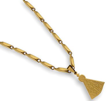 Corrente Aço Inox Dourada Masculina com Ns Aparecida 58cm