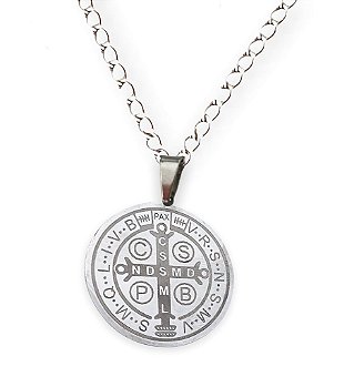 Corrente Pingente Medalha de São Bento Aço Inox