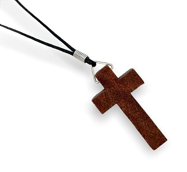 Cordão Pescoço com Cruz Madeira Lisa