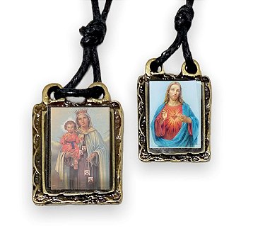 Escapulario de Metal Ns do Carmo e S Coração de Jesus
