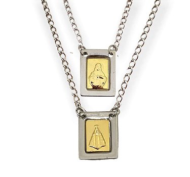 Escapulario Aço Inox Nossa Senhora Aparecida Dourado